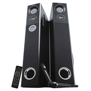Zebronics ZEB-BT8500RUCF Wireless Bluetooth Tower Speaker With Supporting SD Card, USB, AUX, FM, Remote Control, 2 x Wireless Mic, Karaoke & Recording Function. (80 Watt, 2.0 Channel)